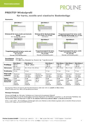 Datenblatt prostep Winkel-Profil