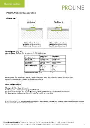 Datenblatt proface Einfass-Profil Hartböden