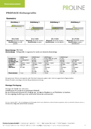 Datenblatt proface Einfass-Profil textile Böden