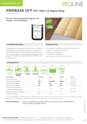 Datenblatt probase LVT P+ fold 1,5 Aqua Stop