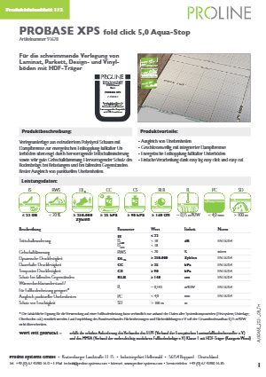 Datenblatt probase XPS fold click 5,0 Aqua-Stop