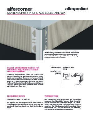 Datenblatt alfercorner Edelstahl V2A