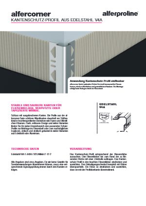 Datenblatt alfercorner Edelstahl V4A