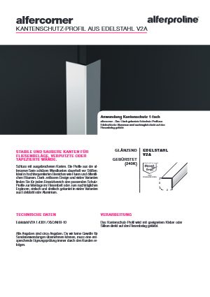 Datenblatt alfercorner Edelstahl V2A
