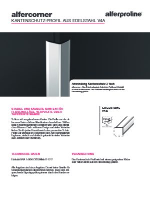 Datenblatt alfercorner Edelstahl V4A